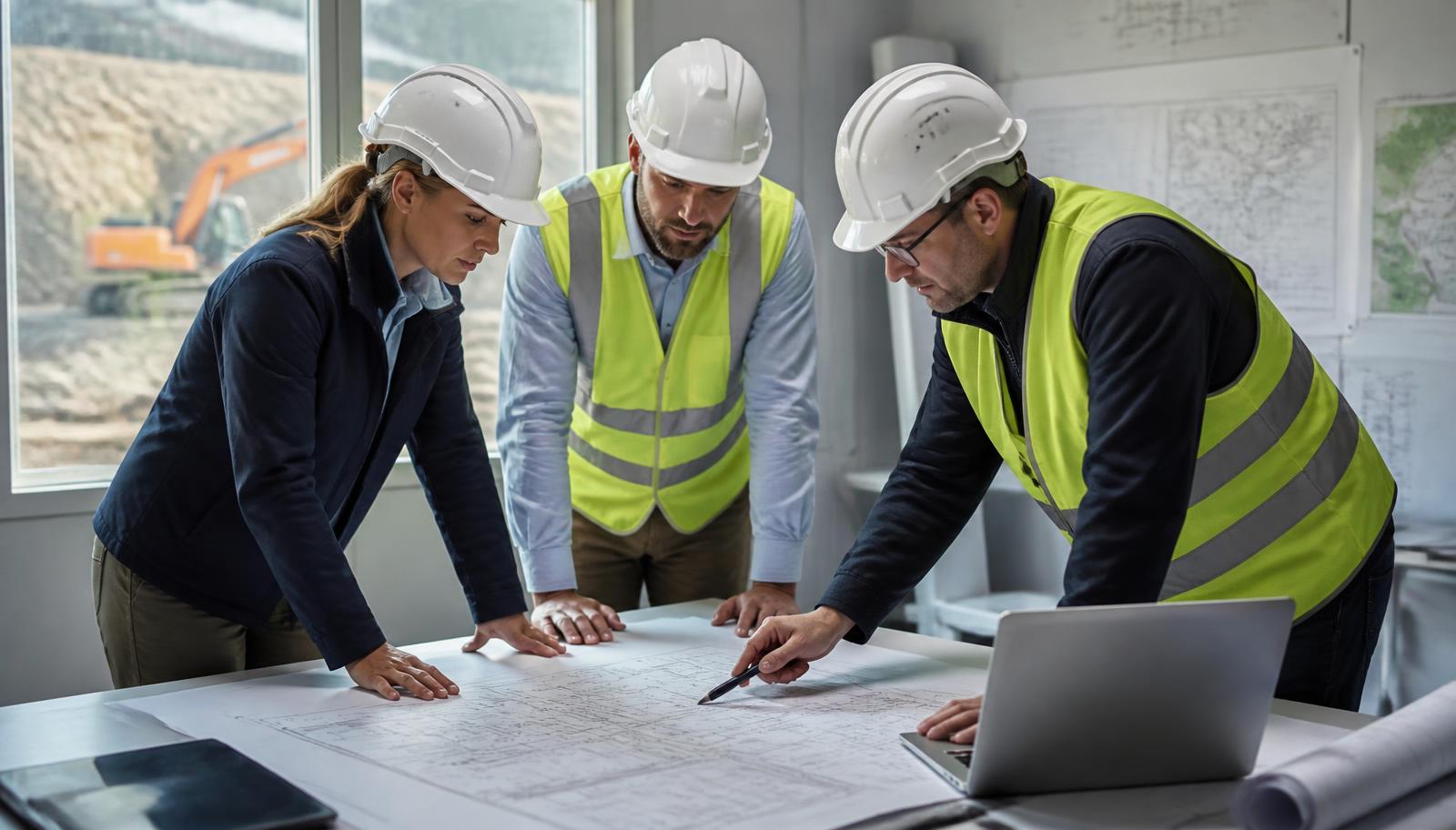 Engineers reviewing infrastructure development plans